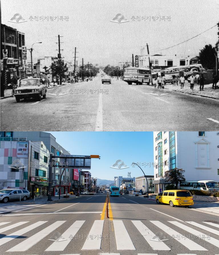 춘천의 어제와 오늘-춘천시 전경 비교 사진 이미지