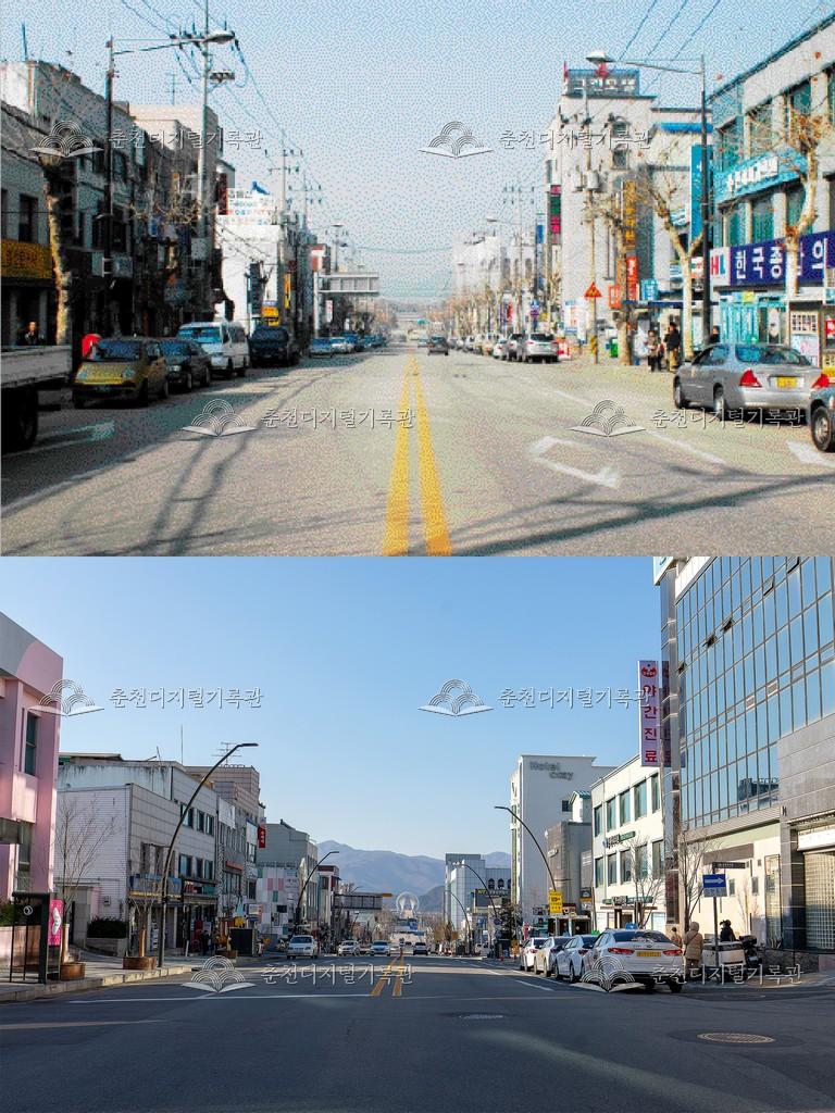 춘천의 어제와 오늘-춘천시 전경 비교 사진 이미지