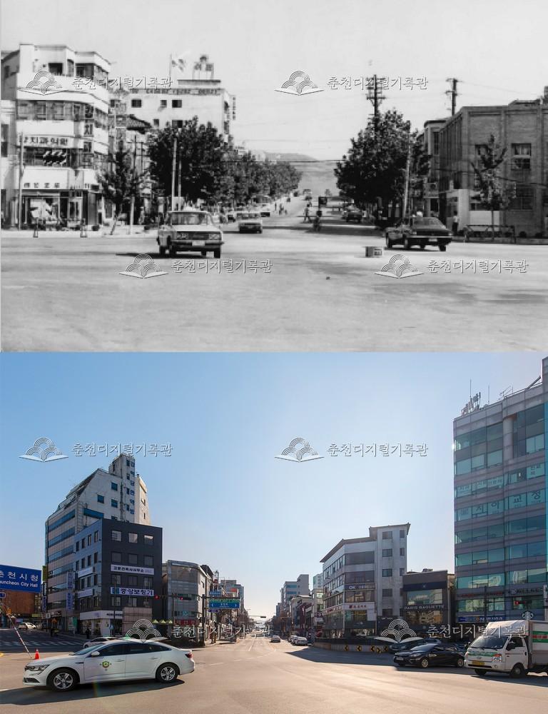 춘천의 어제와 오늘-춘천시 전경 비교 사진 이미지