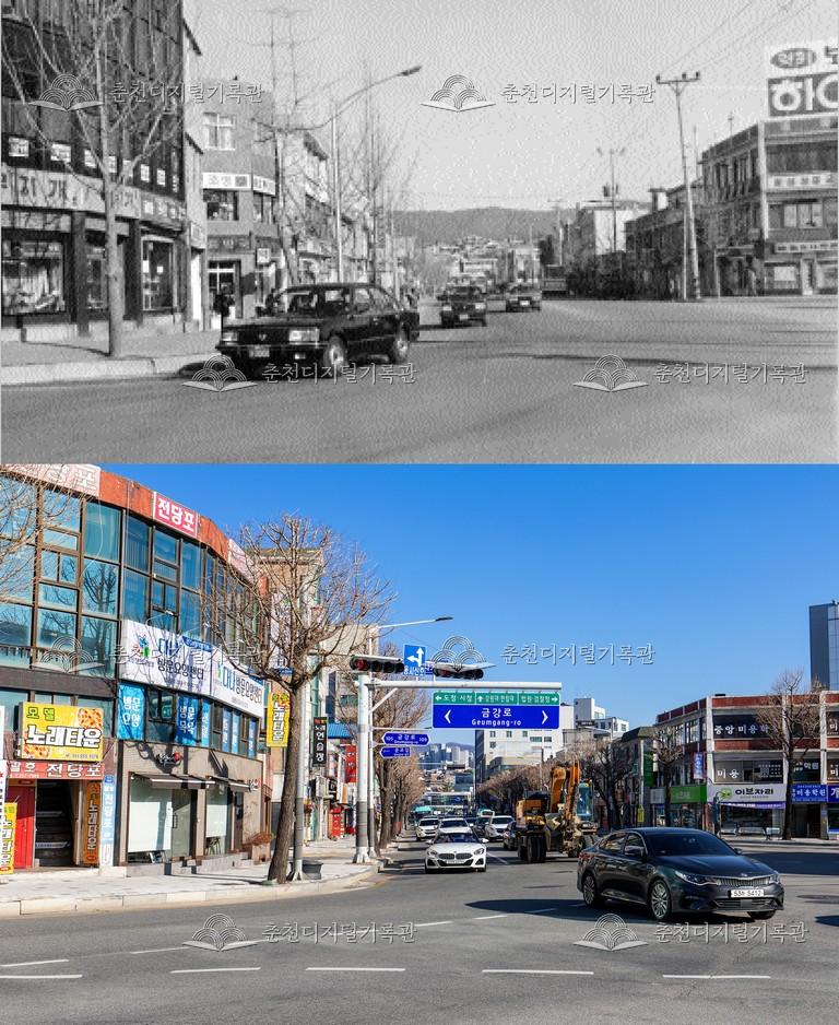 춘천의 어제와 오늘-춘천시 전경 비교 사진 이미지