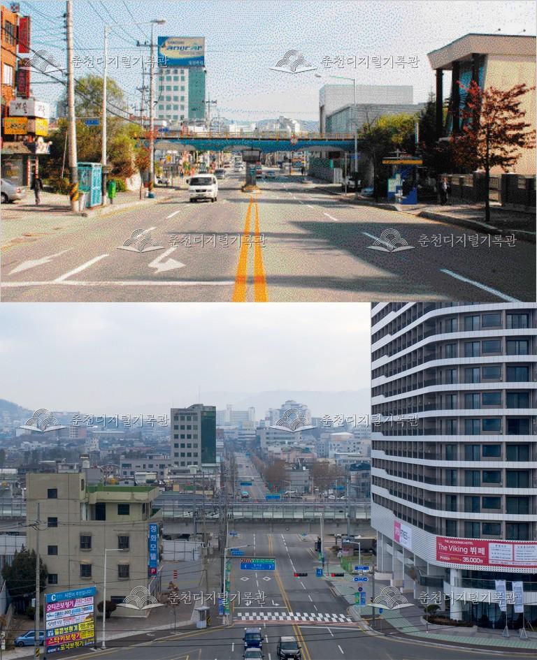 춘천의 어제와 오늘-춘천시 전경 비교 사진 이미지