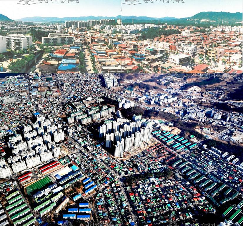 춘천의 어제와 오늘-춘천시 전경 비교 사진 이미지