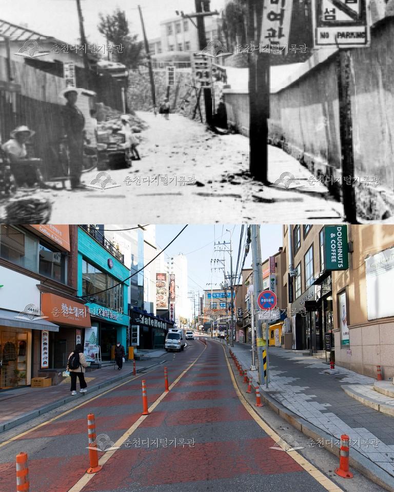 춘천의 어제와 오늘-춘천시 전경 비교 사진 이미지