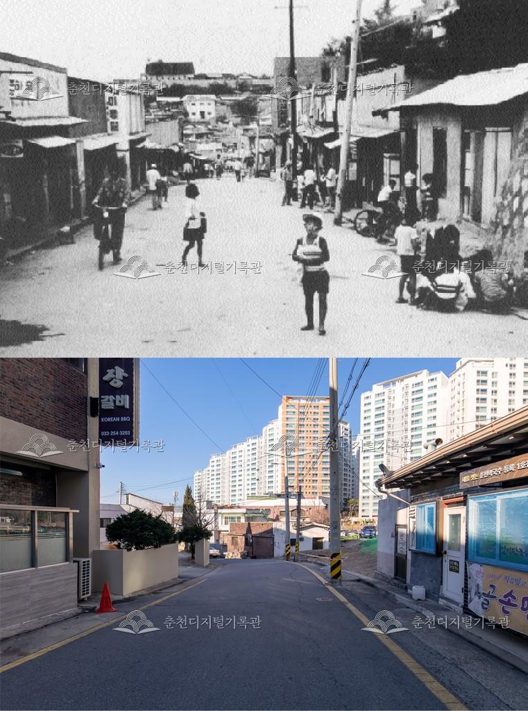 춘천의 어제와 오늘-춘천시 전경 비교 사진 이미지