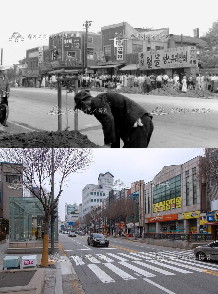춘천의 어제와 오늘-춘천시 전경 비교 사진 이미지