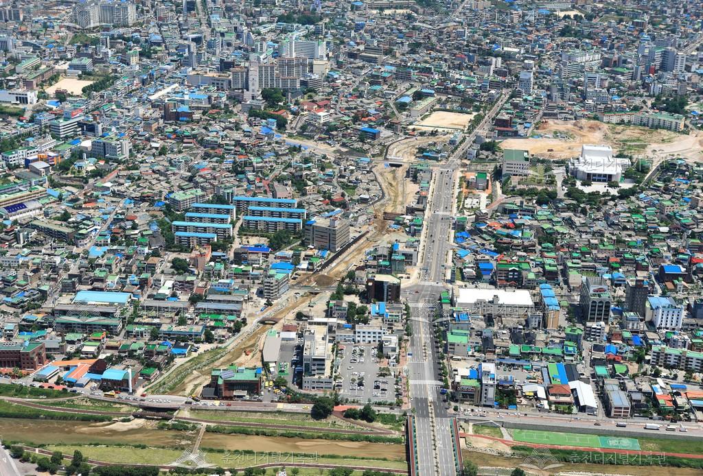 춘천경찰서에서 약사리 교차로 방향 항공사진 이미지