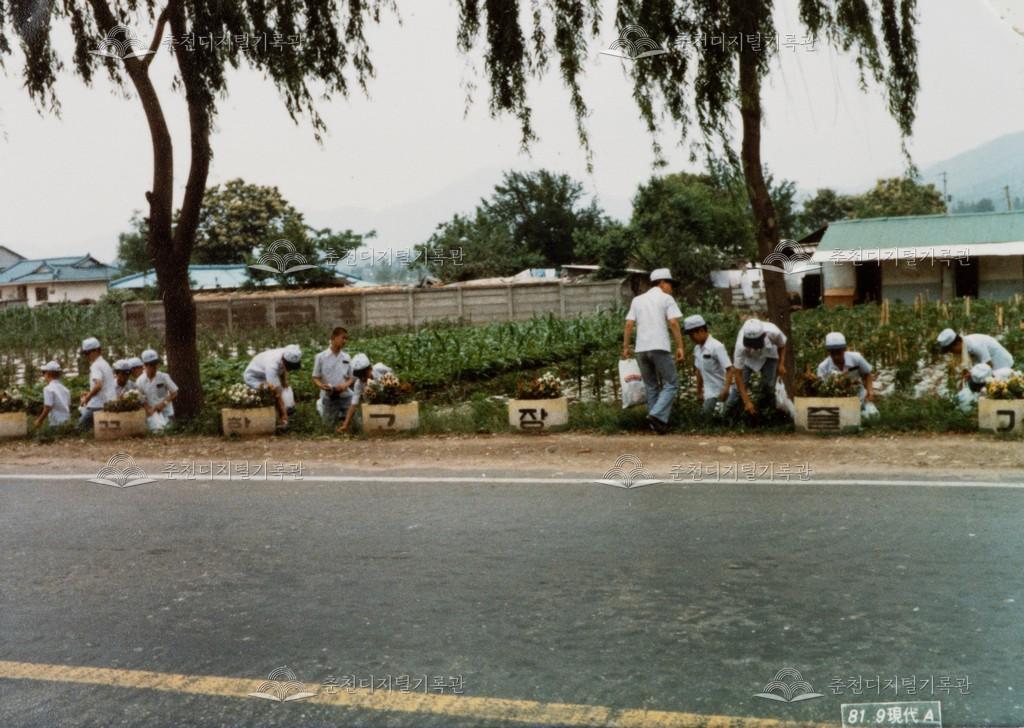 도로 옆 쓰레기 수거 이미지