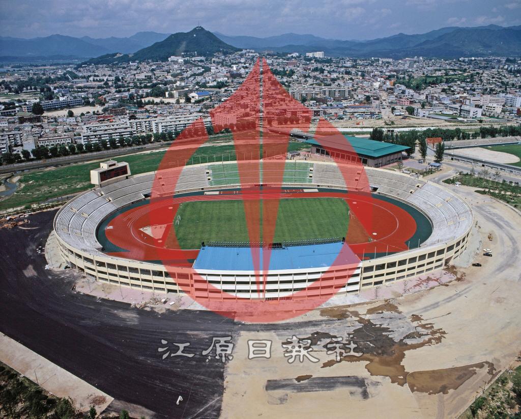 춘천종합운동장 신축 후 항공 촬영 이미지