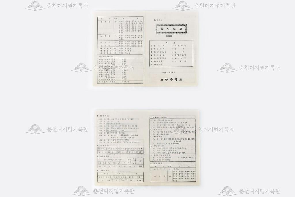 1976학년도 소양중학교 22회 학사보고 이미지