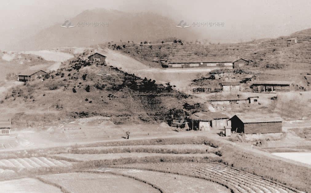 강원대학교 현재 캠퍼스로 이전한 직후의 학교 전경 이미지