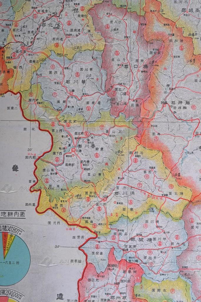 강원도현세지도_춘천군 주변 지역 확대 이미지