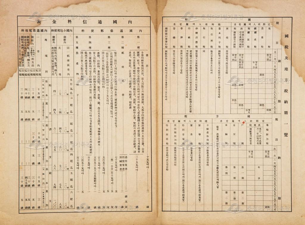 국세 및 지방세 납기일람 이미지