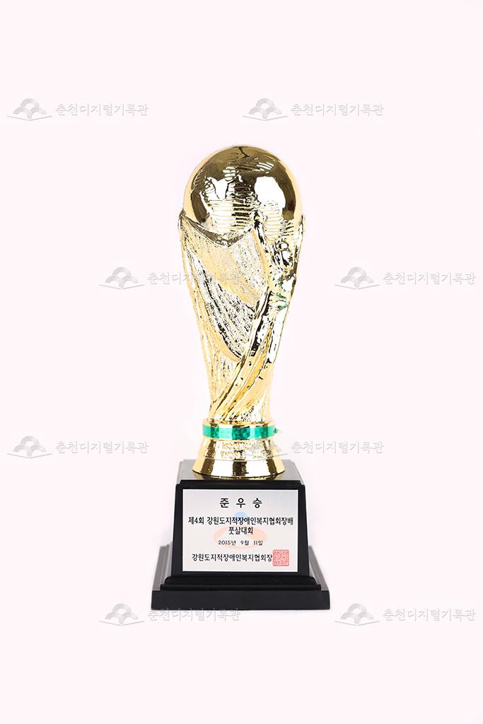 제4회 강원도지적장애인복지협회장배 풋살대회 준우승 트로피 이미지