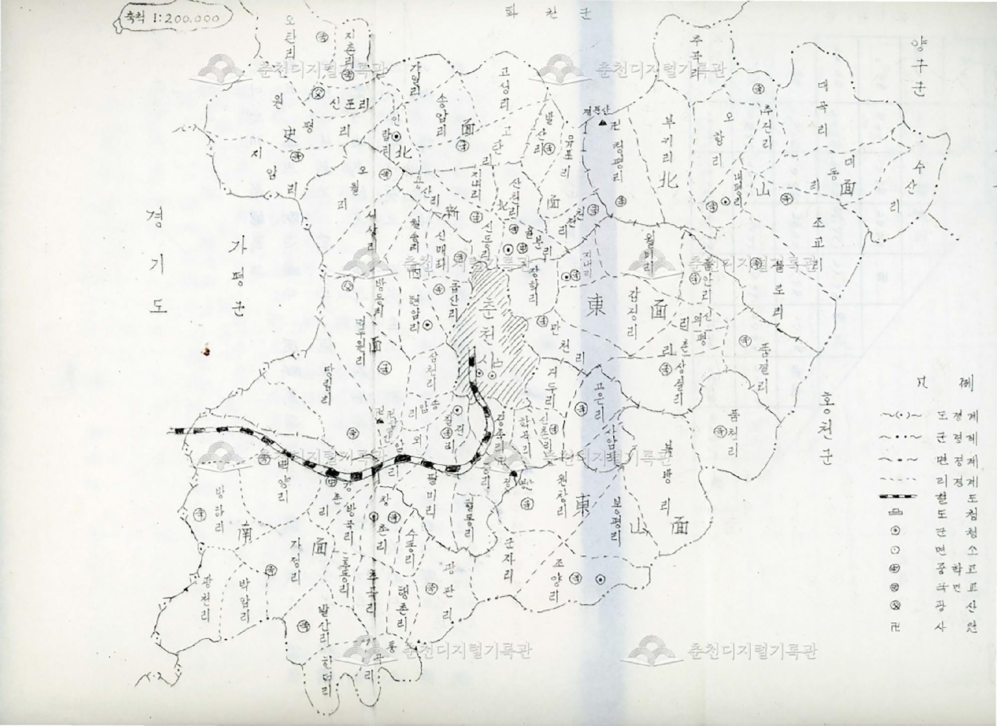 1960년 춘성군 관내도 이미지