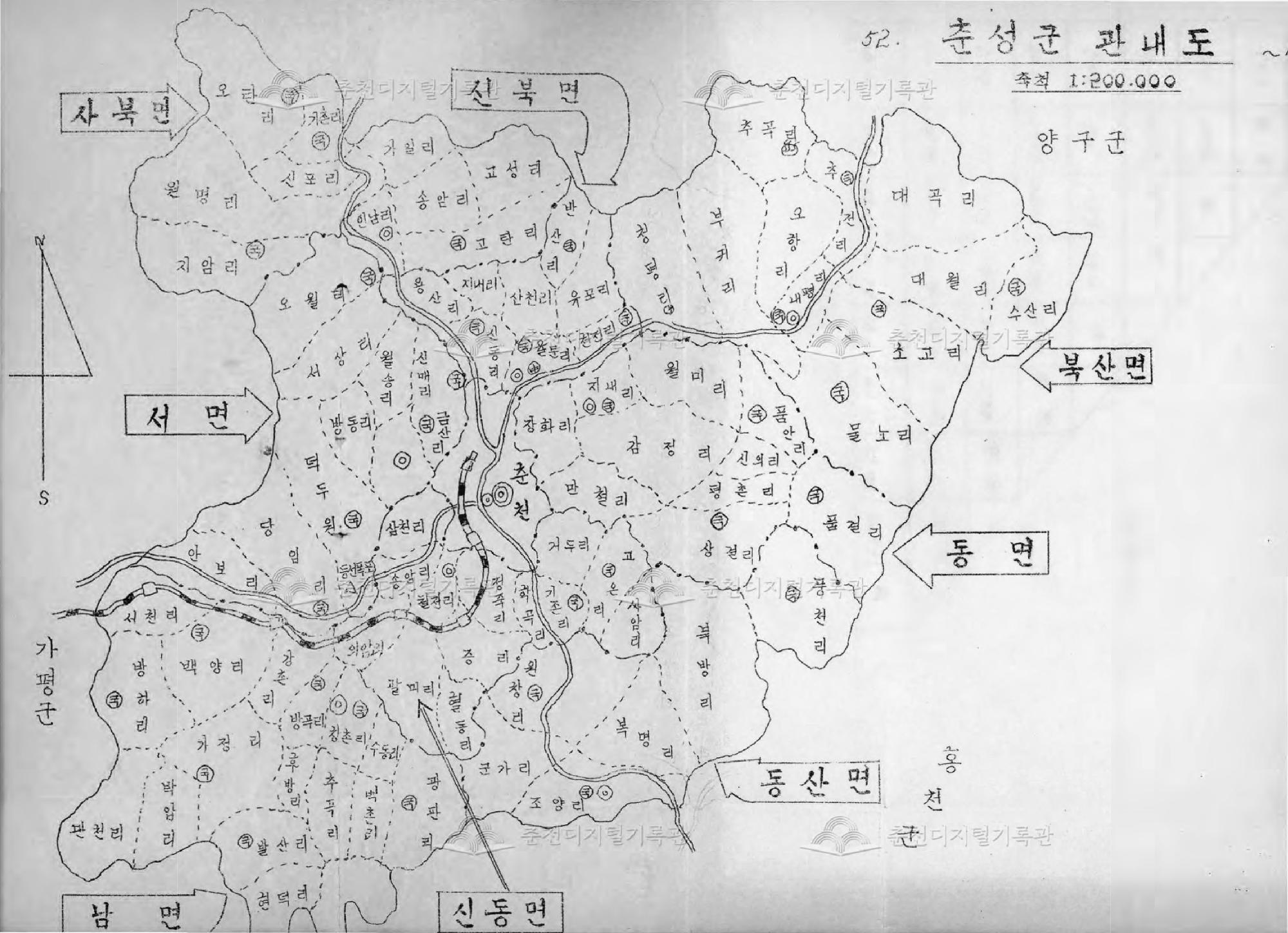 1961년 춘성군 관내도 이미지