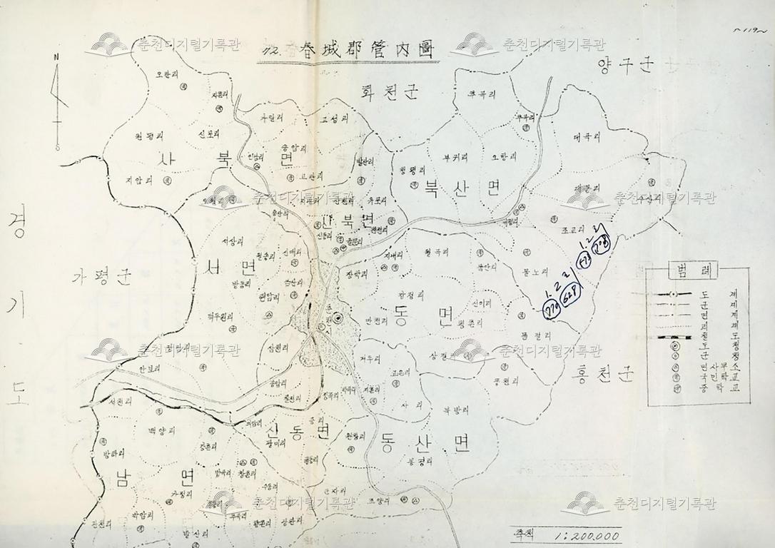 1964년 춘성군 관내도 이미지