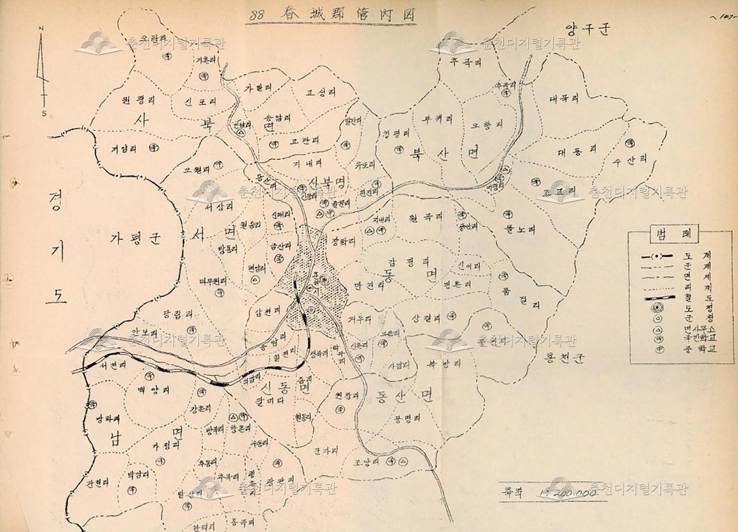1968년 춘성군 관내도 이미지