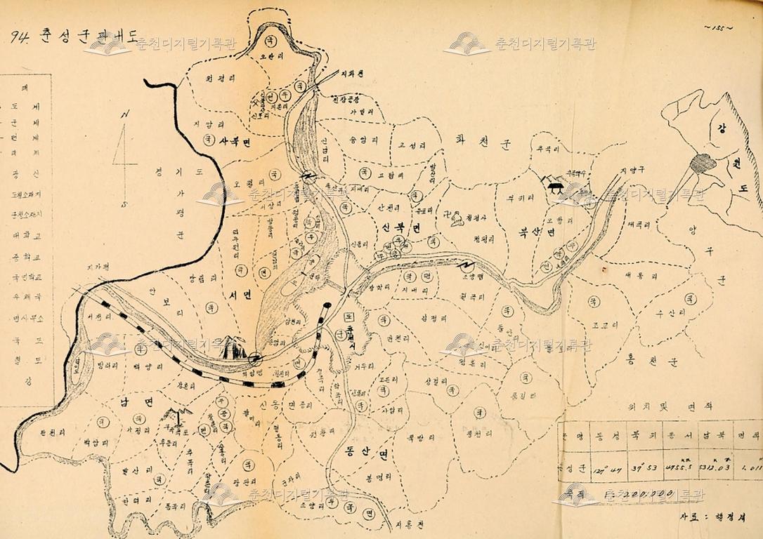 1969년 춘성군 관내도 이미지