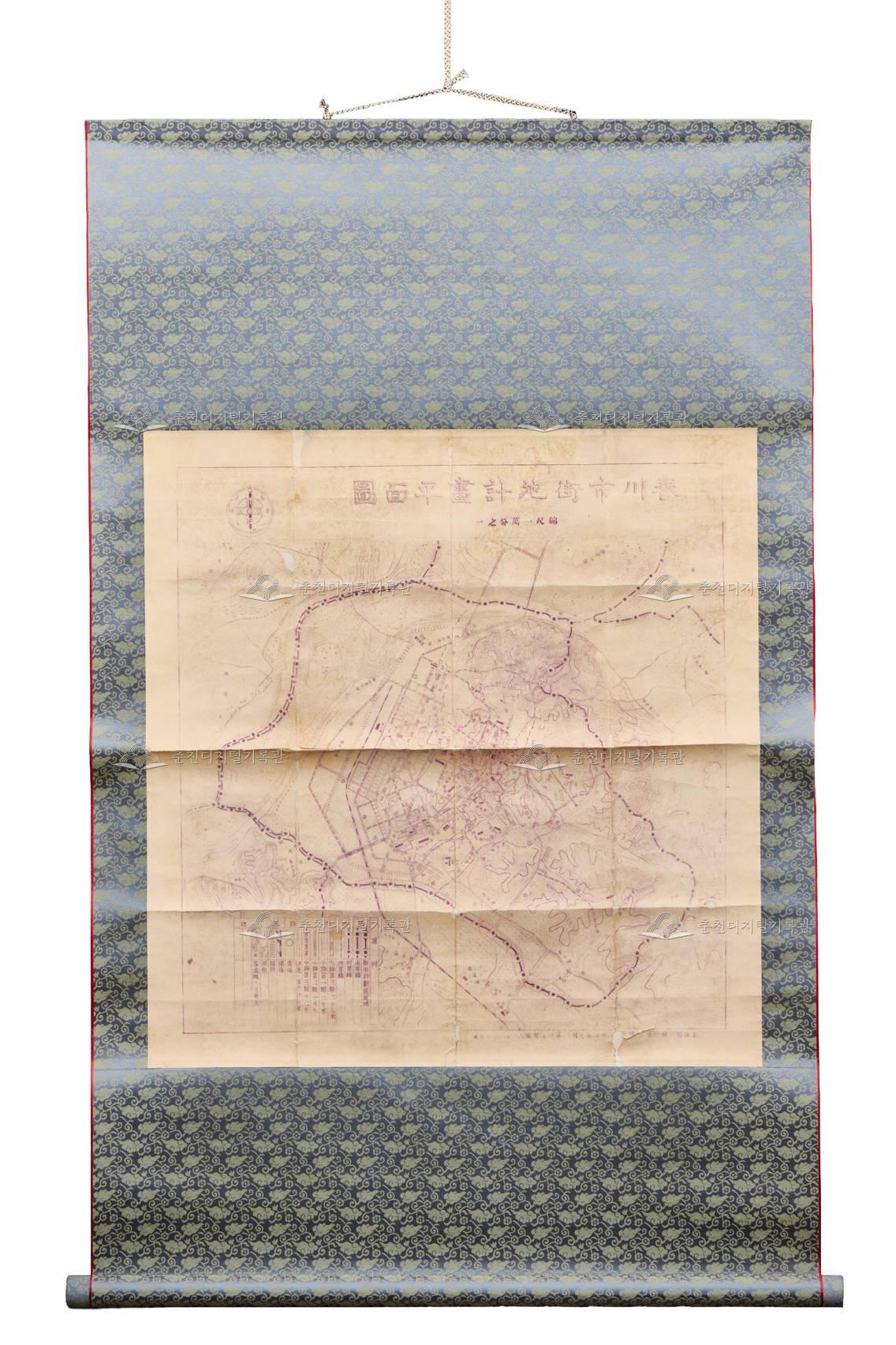 1961년 춘천시가지 계획 평면도 이미지
